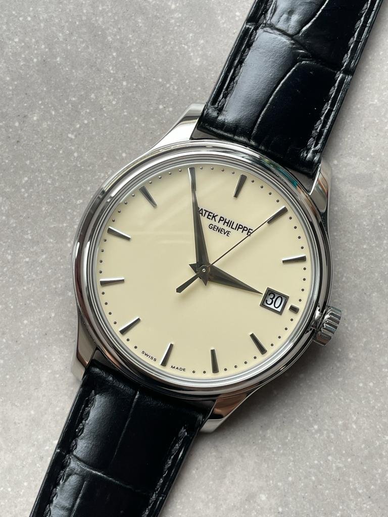 Calatrava ZF 5298p Date off White Dial SS bezel ZF factory