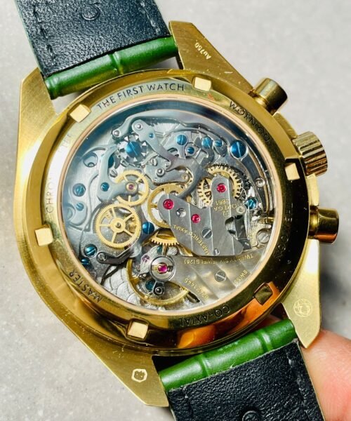 Speedmaster Moonwatch in Moonshine Gold YG RMF Best Edition Green Dial on Green Leather Strap Manual Chrono - Image 11