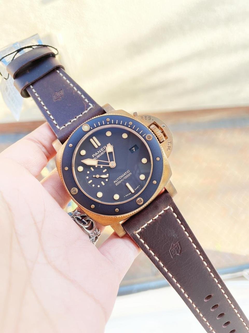 PAM968 V Bronzo VSF Best Edition Brown Ceramic Bezel and Dial on Brown Calfskin Strap P.9010