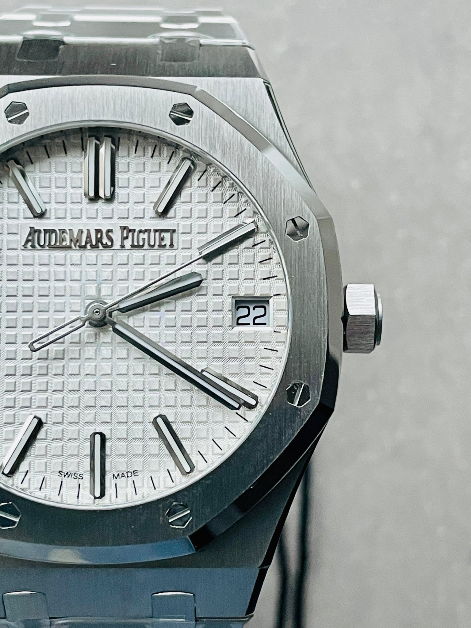 Royal Oak 41mm 15510 "50th Anniversary" SS ZF 1:1 Best Edition White Textured Dial on SS Bracelet A4302 - Image 6