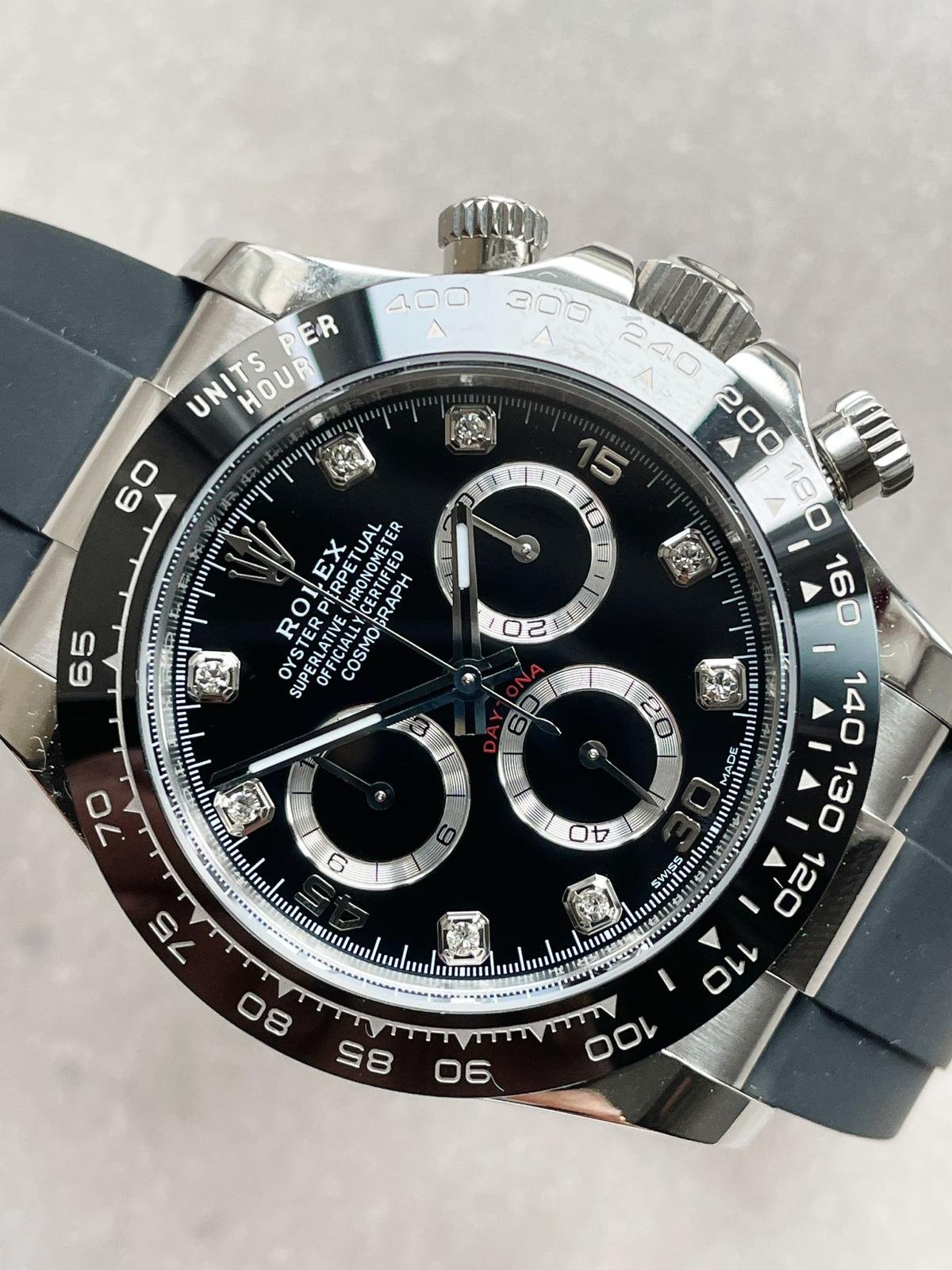 Daytona SS116500LN BTF Best Black Dial Diamond Markers On Rubber Strap A4130 - Image 5