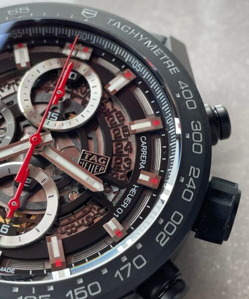 Calibre Heuer 01 Chrono 43mm Ceramic XF 1:1 Best Edition Black Skeleton Dial on Black Ceramic Strap A1887 - Image 6