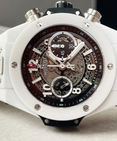 Big Bang Unico White Ceramic HBF 1:1 Best Edition Black Skeleton Dial on Whtie Rubber Strap A1242 - Image 4