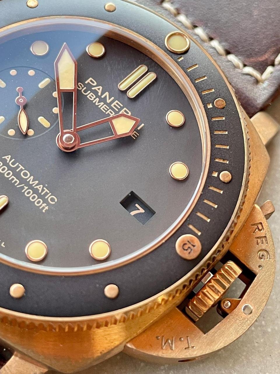 PAM968 V Bronzo VSF Best Edition Brown Ceramic Bezel and Dial on Brown Calfskin Strap P.9010 - Image 7
