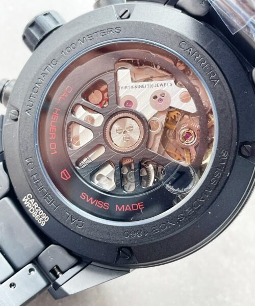 Calibre Heuer 01 Chrono 43mm Ceramic XF 1:1 Best Edition Black Skeleton Dial on Black Ceramic Strap A1887 - Image 8