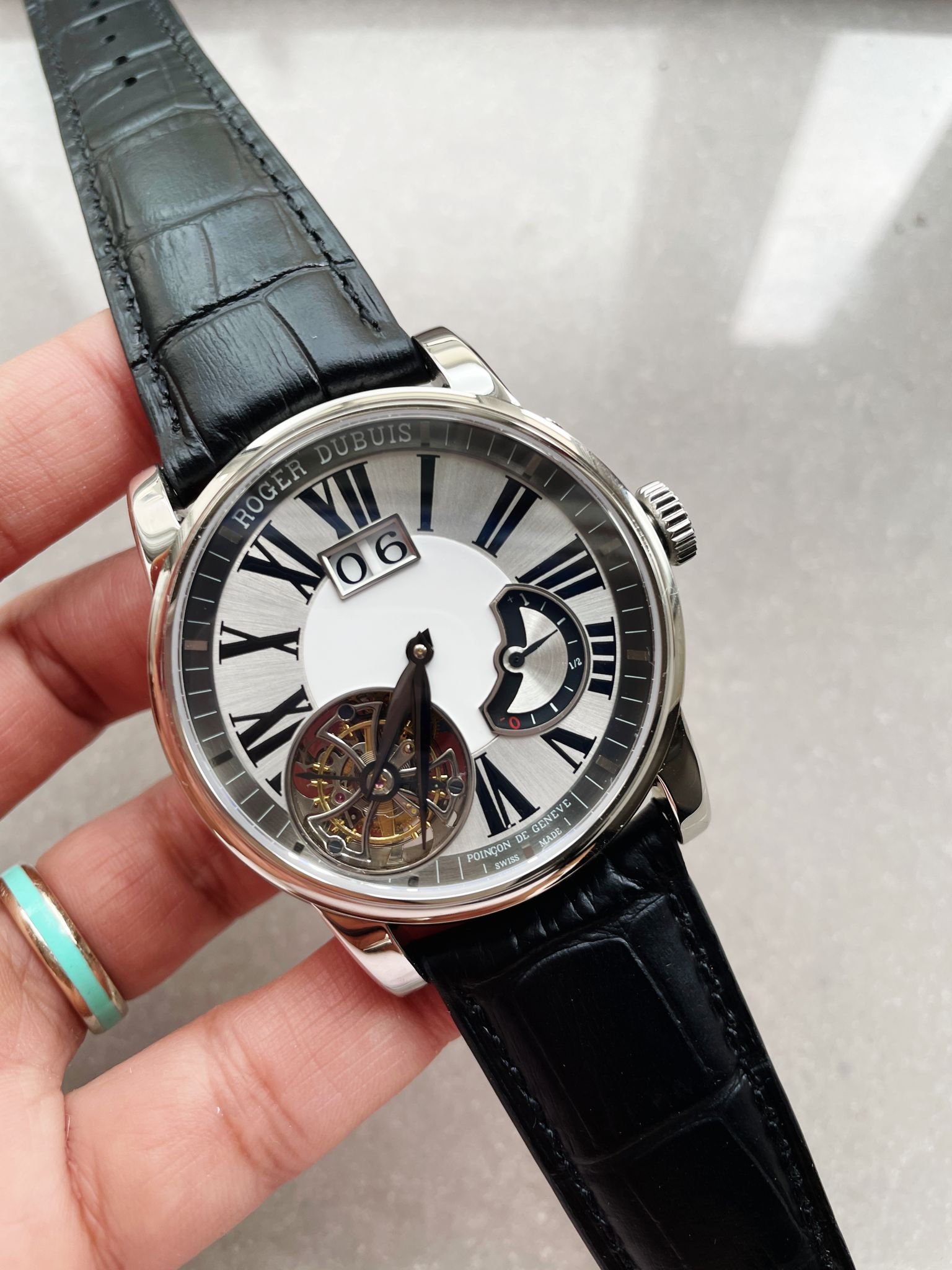 RB HOMMAGE TOURBILLON RDDBHO0558 WHITE DIAL ON BLACK LEATHER STRAP. - Image 5