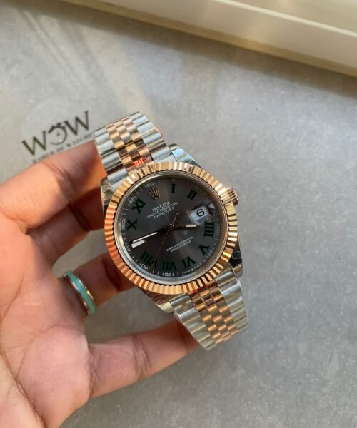 DateJust Men 41mm “wimbledon” RG and SS GMF GM Factory V2 Grey textured Dial Roman Markers with Jubilee Bracelet With tungsten steel - Image 5