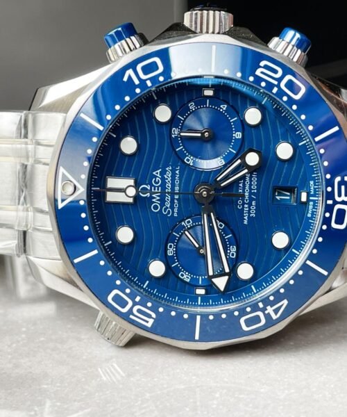 Seamaster 300M Chrono SS OMF 1:1 Best Edition Blue Dial on SS Bracelet A9900 - Image 3
