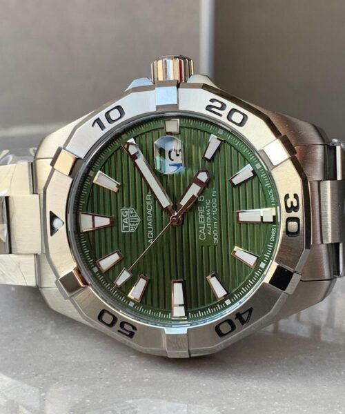 Aquaracer Calibre 5 SS 41mm OGF 1:1 Best Edition steel Bezel Green Dial on SS Bracelet SW200 - Image 3