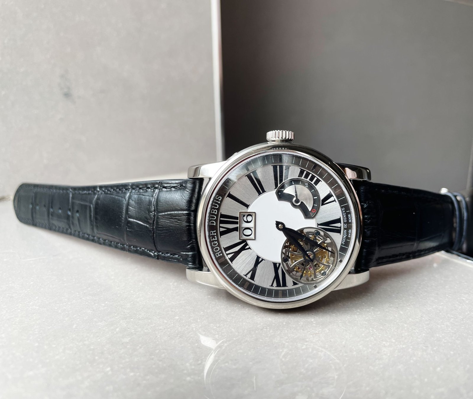 RB HOMMAGE TOURBILLON RDDBHO0558 WHITE DIAL ON BLACK LEATHER STRAP. - Image 2