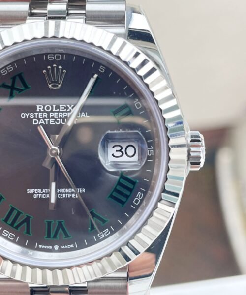 DateJust Men 41mm "wimbledon"SS Grey textured Dial Roman Markers with Jubilee Bracelet - Image 6