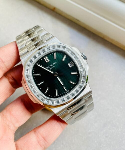 Nautilus 5711/1A PPF 1:1 Best Edition Green Textured Dial T Diamonds Bezel on SS Bracelet 324CS V4 - Image 6