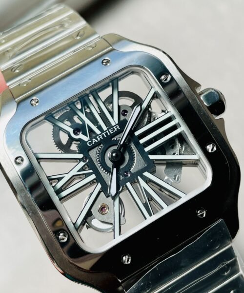Santos skeleton SS TWF 40mm Best Edition Skeleton Dial on SS Bracelet Ronda Quartz - Image 9