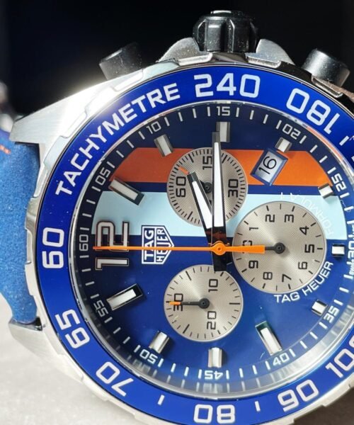 TAG Formula 1 Gulf Racing Special Edition Watch Blue dial Blue leather strap - Image 6