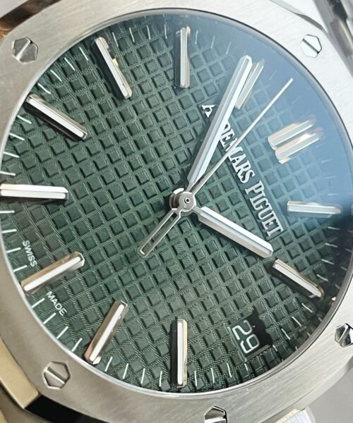 Royal Oak 41mm 15510 "50th Anniversary" SS ZF 1:1 Best Edition Green Textured Dial on SS Bracelet A4302 - Image 6