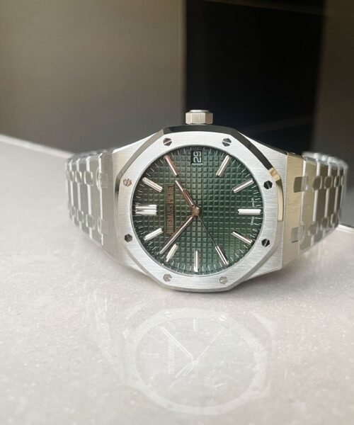 Royal Oak 41mm 15510 "50th Anniversary" SS ZF 1:1 Best Edition Green Textured Dial on SS Bracelet A4302 - Image 2