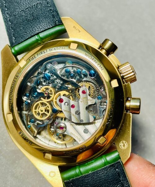 Speedmaster Moonwatch in Moonshine Gold YG RMF Best Edition Green Dial on Green Leather Strap Manual Chrono - Image 13