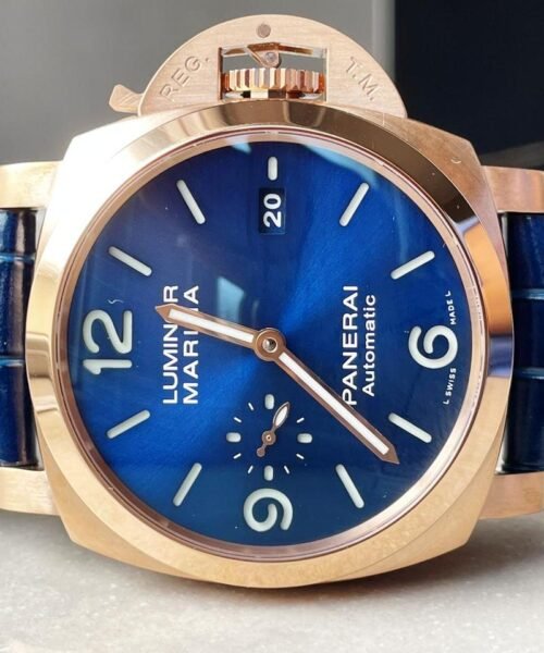 PAM1112 V GMT RG VSF 1:1 Best Edition Blue Dial on Blue Leather Strap P.9010 - Image 5