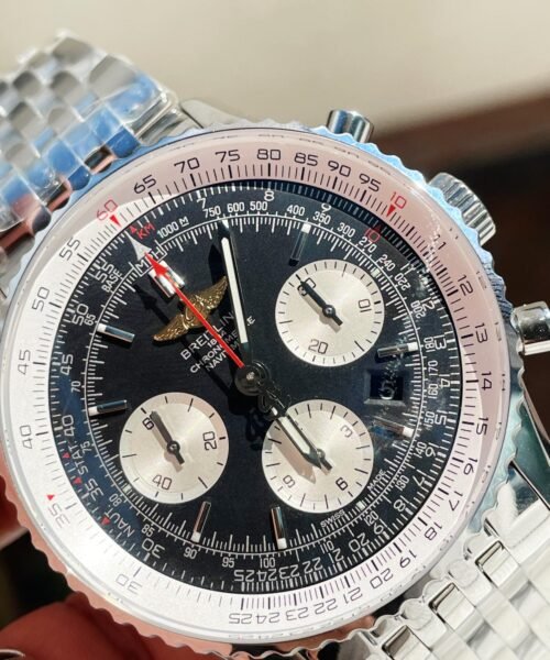 Navitimer SS GF 1:1 Best Edition SS Black Dial on SS Bracelet A7750 - Image 5