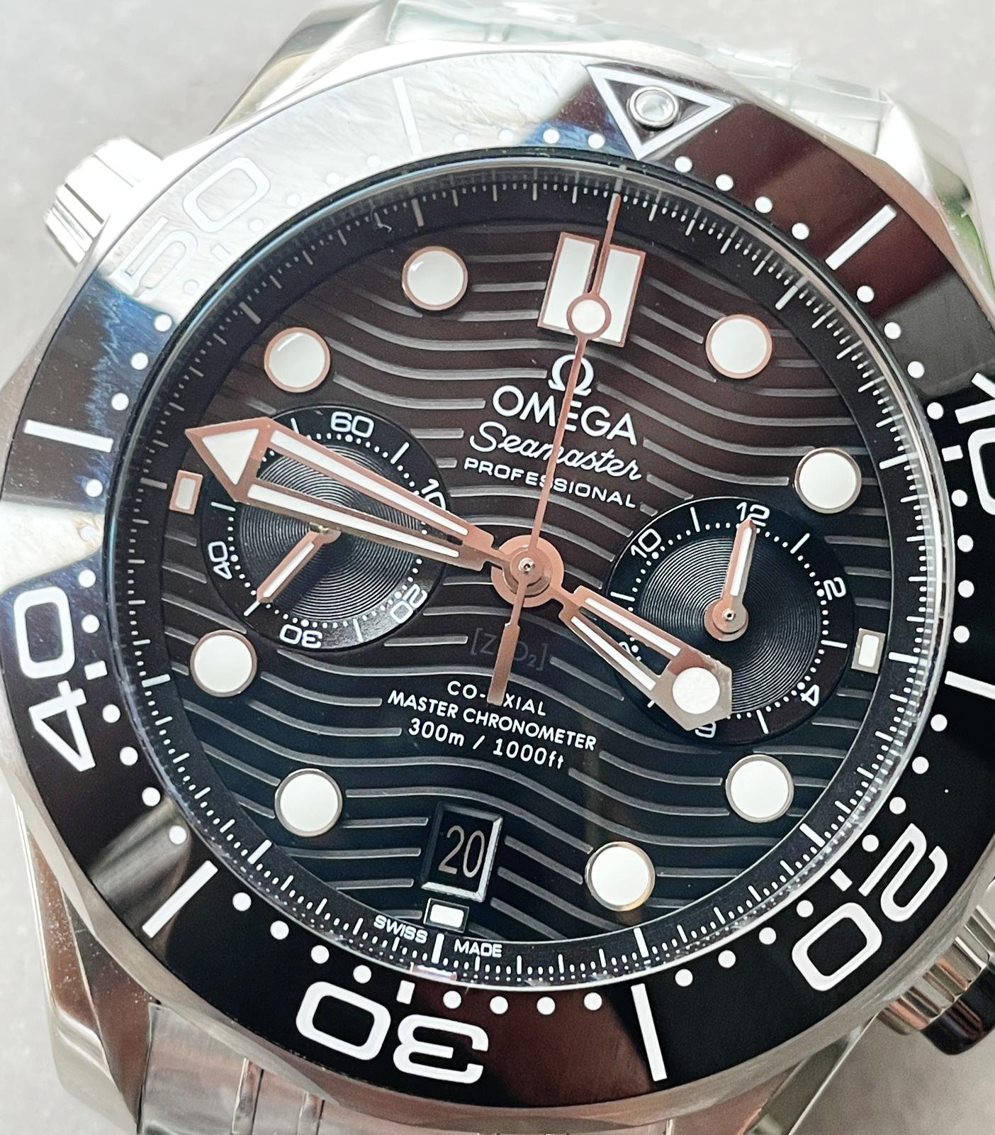 Seamaster 300M Chrono SS OMF 1:1 Best Edition Black Dial on SS Bracelet A9900 - Image 5