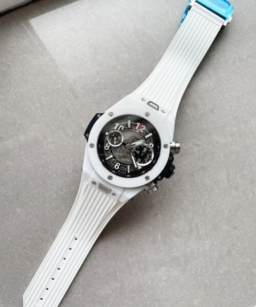 Big Bang Unico White Ceramic HBF 1:1 Best Edition Black Skeleton Dial on Whtie Rubber Strap A1242 - Image 8