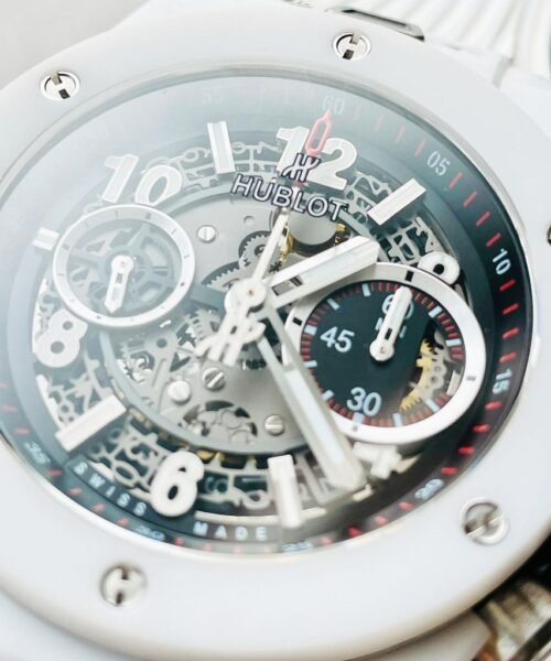Big Bang Unico White Ceramic HBF 1:1 Best Edition Black Skeleton Dial on Whtie Rubber Strap A1242 - Image 7