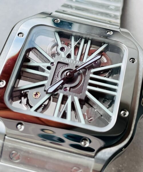 Santos skeleton SS TWF 40mm Best Edition Skeleton Dial on SS Bracelet Ronda Quartz - Image 7
