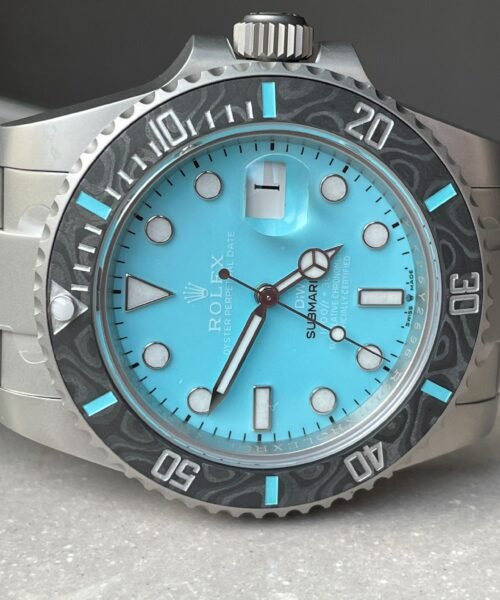 Submariner Sandblasted DIWF Best Edition Carbon Bezel Tiffany Blue Dial Dial on SS Bracelet VR3135 - Image 8