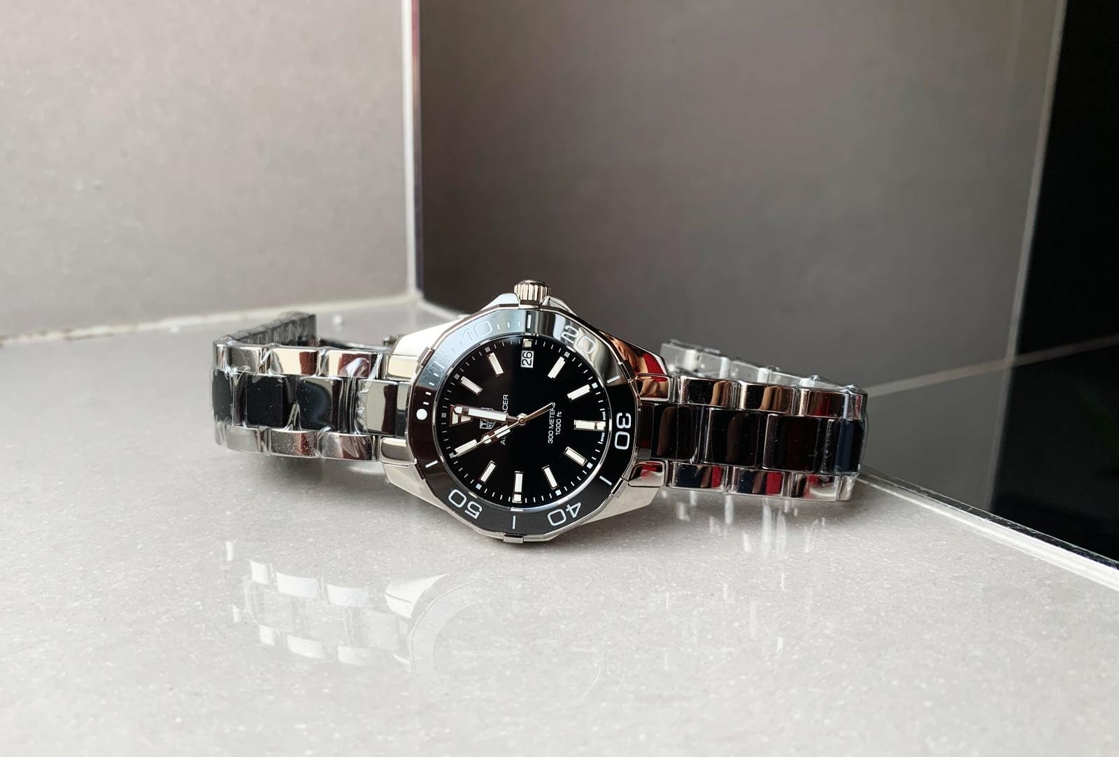 AQUA RACER LADIES SS BLACK FACE SWISS QUARTS 35mm - Image 2
