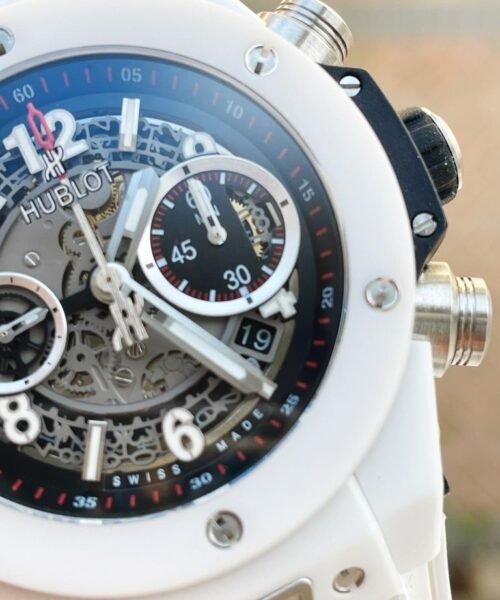 Big Bang Unico White Ceramic HBF 1:1 Best Edition Black Skeleton Dial on Whtie Rubber Strap A1242 - Image 6