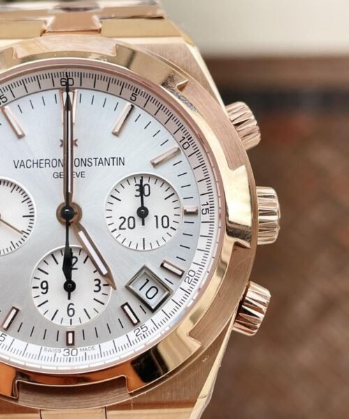 Overseas chronograph Rose gold Strap Rose Gold bezel on White dial - Image 4