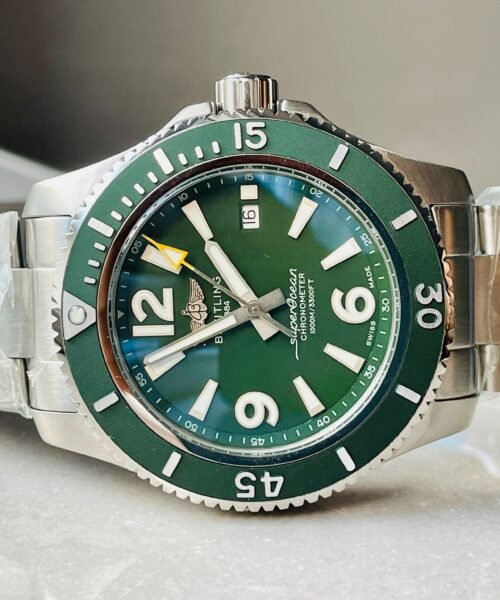 Superocean Automatic 44 BLSF 1:1 Best Edition Green Dial Green Bezel on SS Strap A2824 - Image 4
