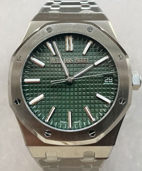 Royal Oak 41mm 15510 "50th Anniversary" SS ZF 1:1 Best Edition Green Textured Dial on SS Bracelet A4302 - Image 8
