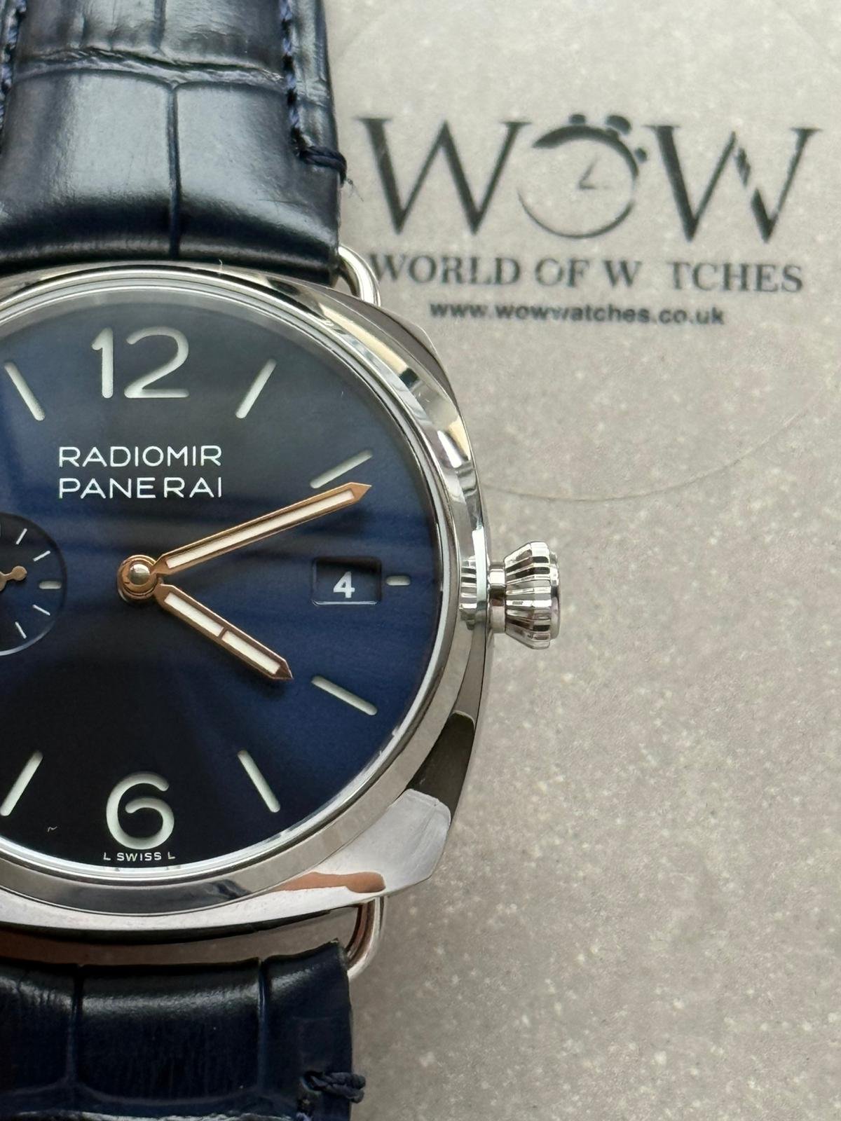 Pam1293 Radiomir Quaranta 40mm Blue Dial 316L SS VSF Best Edition on Black Leather Strap P900 - Image 5