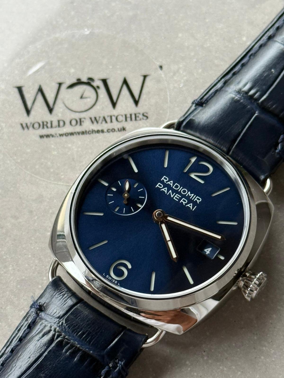 Pam1293 Radiomir Quaranta 40mm Blue Dial 316L SS VSF Best Edition on Black Leather Strap P900 - Image 6