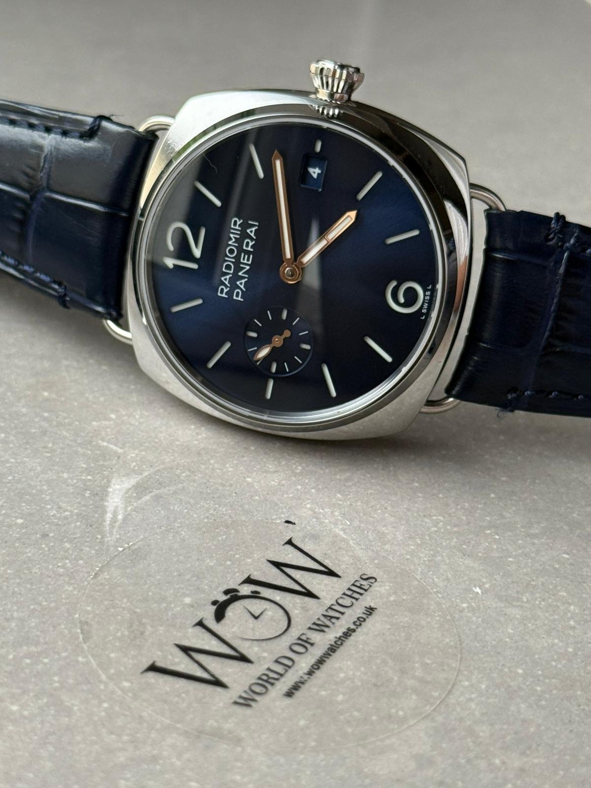 Pam1293 Radiomir Quaranta 40mm Blue Dial 316L SS VSF Best Edition on Black Leather Strap P900 - Image 9