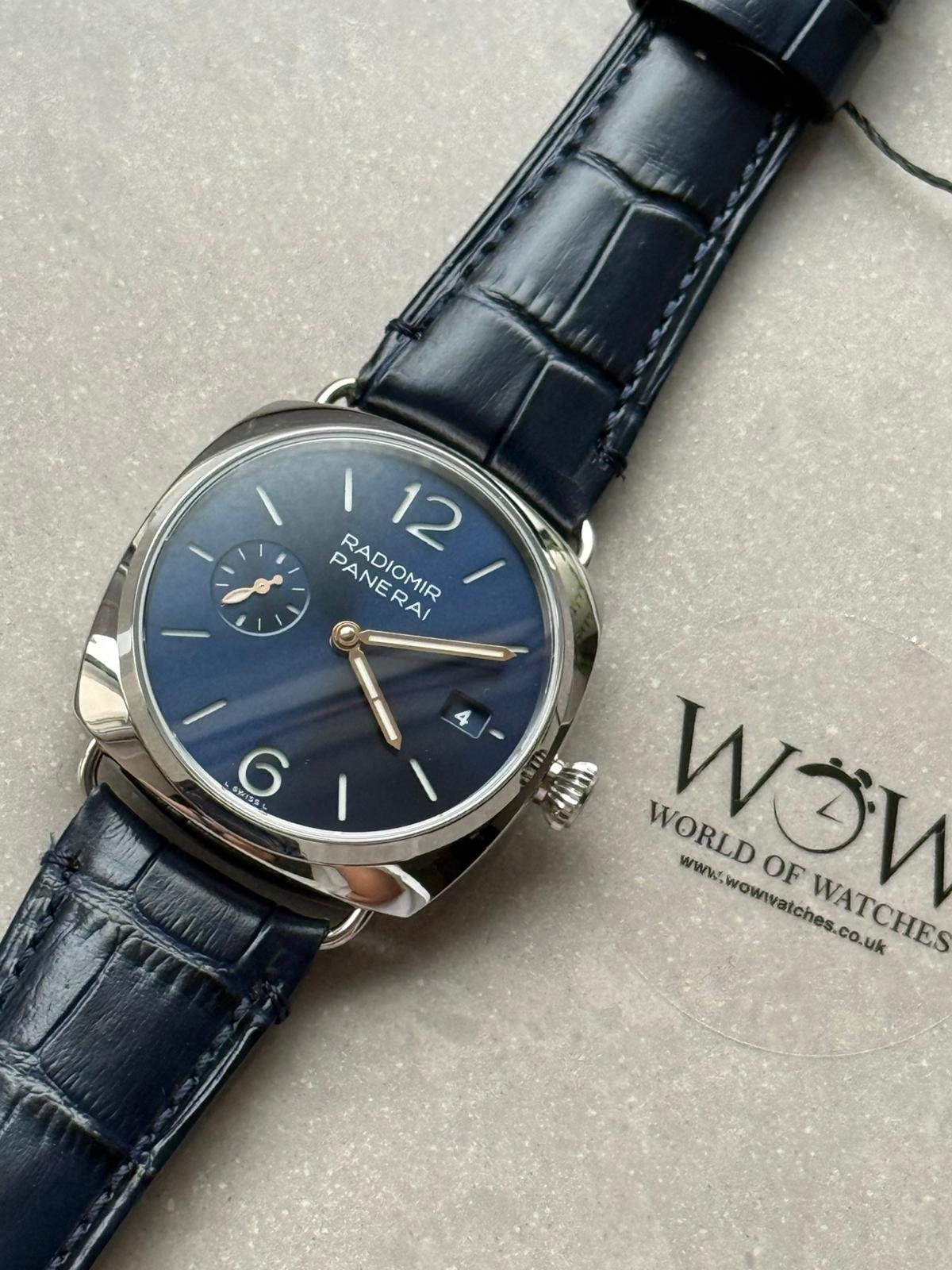 Pam1293 Radiomir Quaranta 40mm Blue Dial 316L SS VSF Best Edition on Black Leather Strap P900 - Image 11