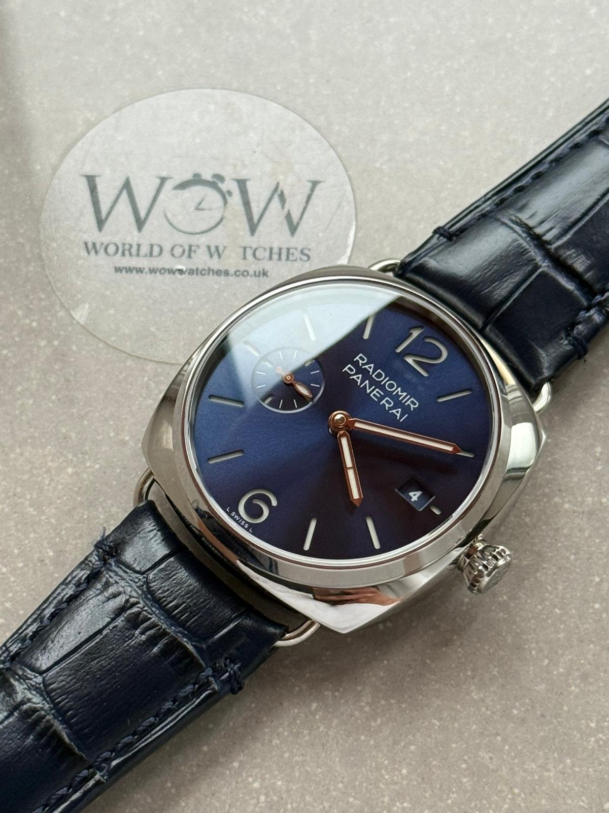 Pam1293 Radiomir Quaranta 40mm Blue Dial 316L SS VSF Best Edition on Black Leather Strap P900 - Image 12
