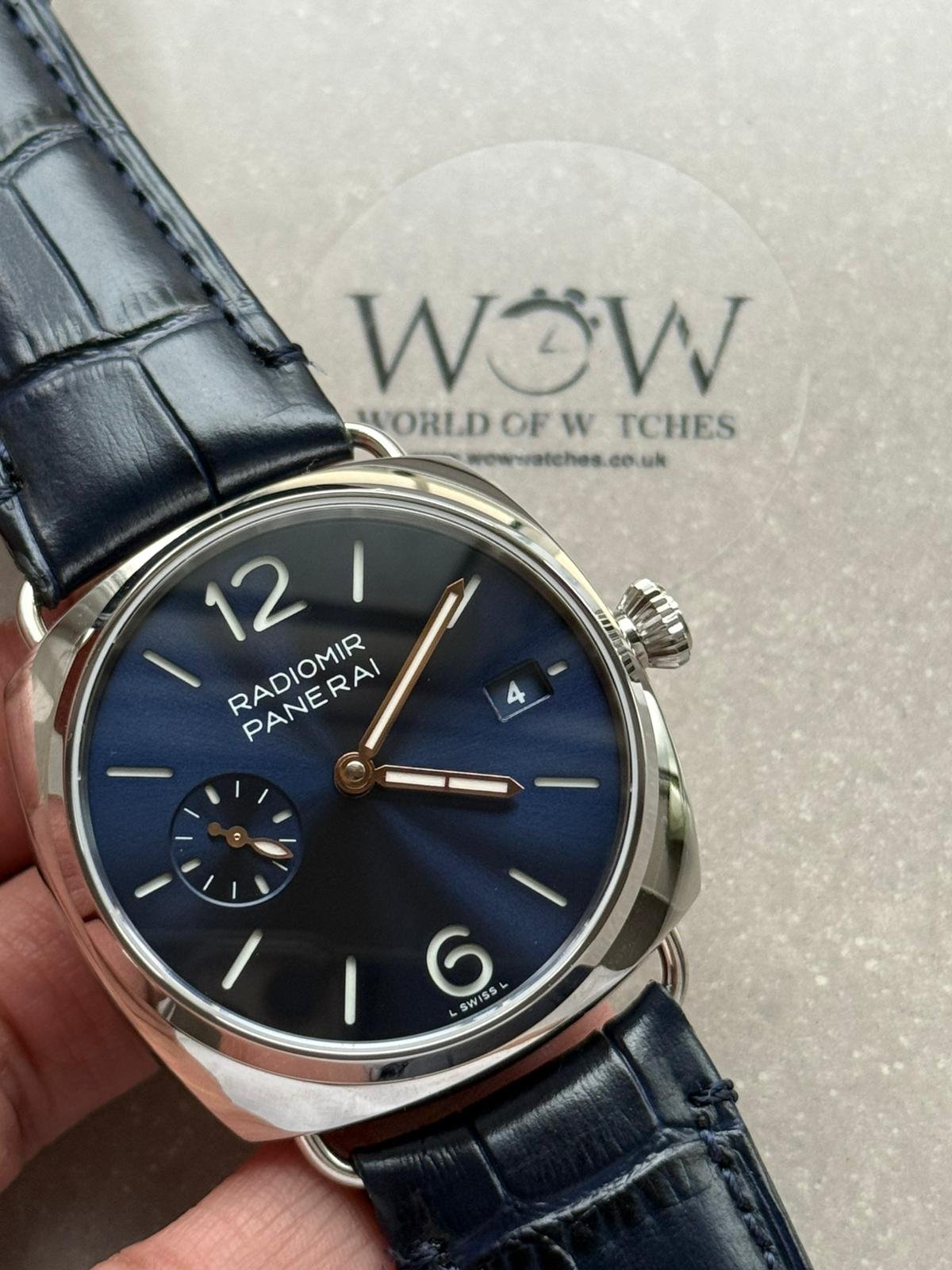 Pam1293 Radiomir Quaranta 40mm Blue Dial 316L SS VSF Best Edition on Black Leather Strap P900 - Image 13