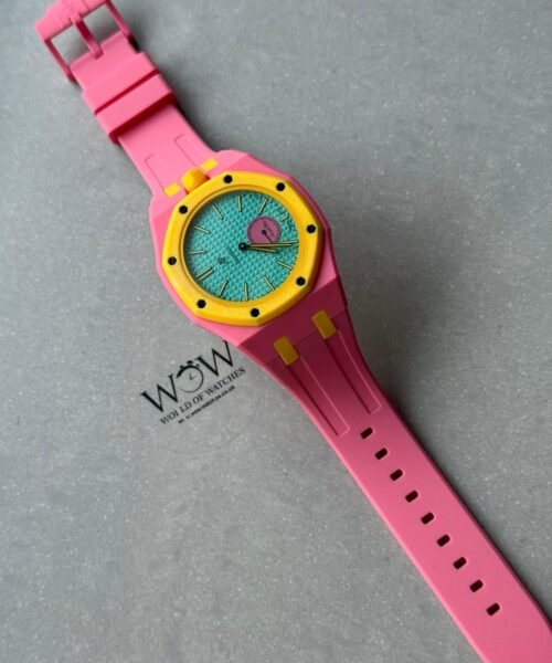 Royal pop watch OTG ROZ AAA pink dial pink rubber strap - Image 12