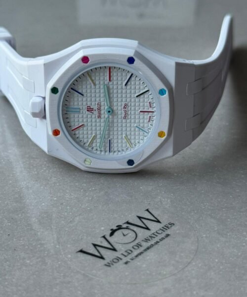 Royal pop watch HUIT BLANC AAA white dial white rubber strap - Image 7