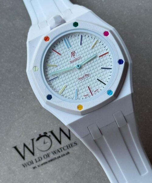 Royal pop watch HUIT BLANC AAA white dial white rubber strap - Image 8
