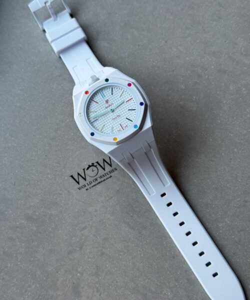 Royal pop watch HUIT BLANC AAA white dial white rubber strap - Image 11