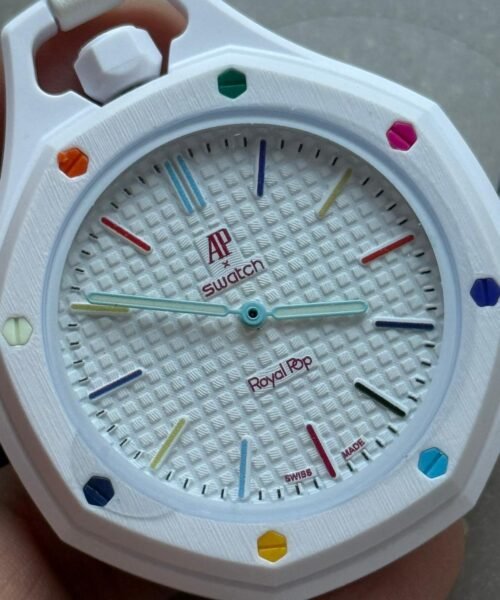 Royal pop watch HUIT BLANC AAA white dial white rubber strap - Image 14