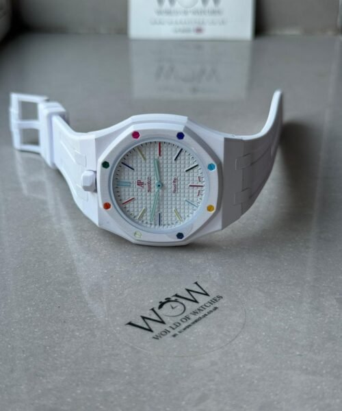 Royal pop watch HUIT BLANC AAA white dial white rubber strap - Image 15