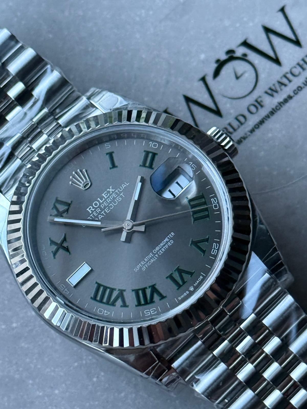 DateJust 41 126334 904L SS VSF Best Edition Wimbledon Dial Green Roman on Jubilee Bracelet VS3235 V2 (133g) - Image 8