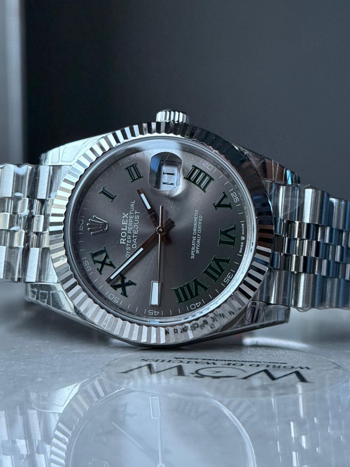 DateJust 41 126334 904L SS VSF Best Edition Wimbledon Dial Green Roman on Jubilee Bracelet VS3235 V2 (133g) - Image 9