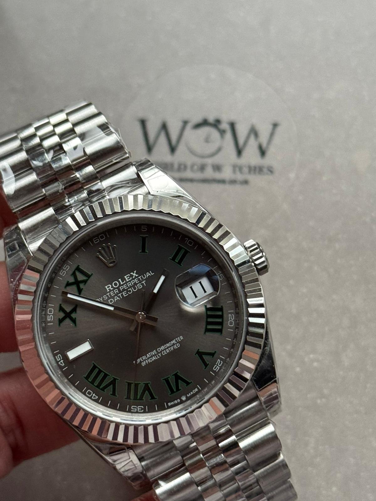 DateJust 41 126334 904L SS VSF Best Edition Wimbledon Dial Green Roman on Jubilee Bracelet VS3235 V2 (133g) - Image 11