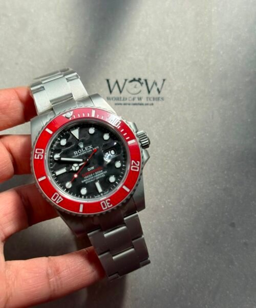 Submariner DIW Sandblasted VSF Best Edition RED Ceramic Bezel Carbon Dial on SS Bracelet VS3135