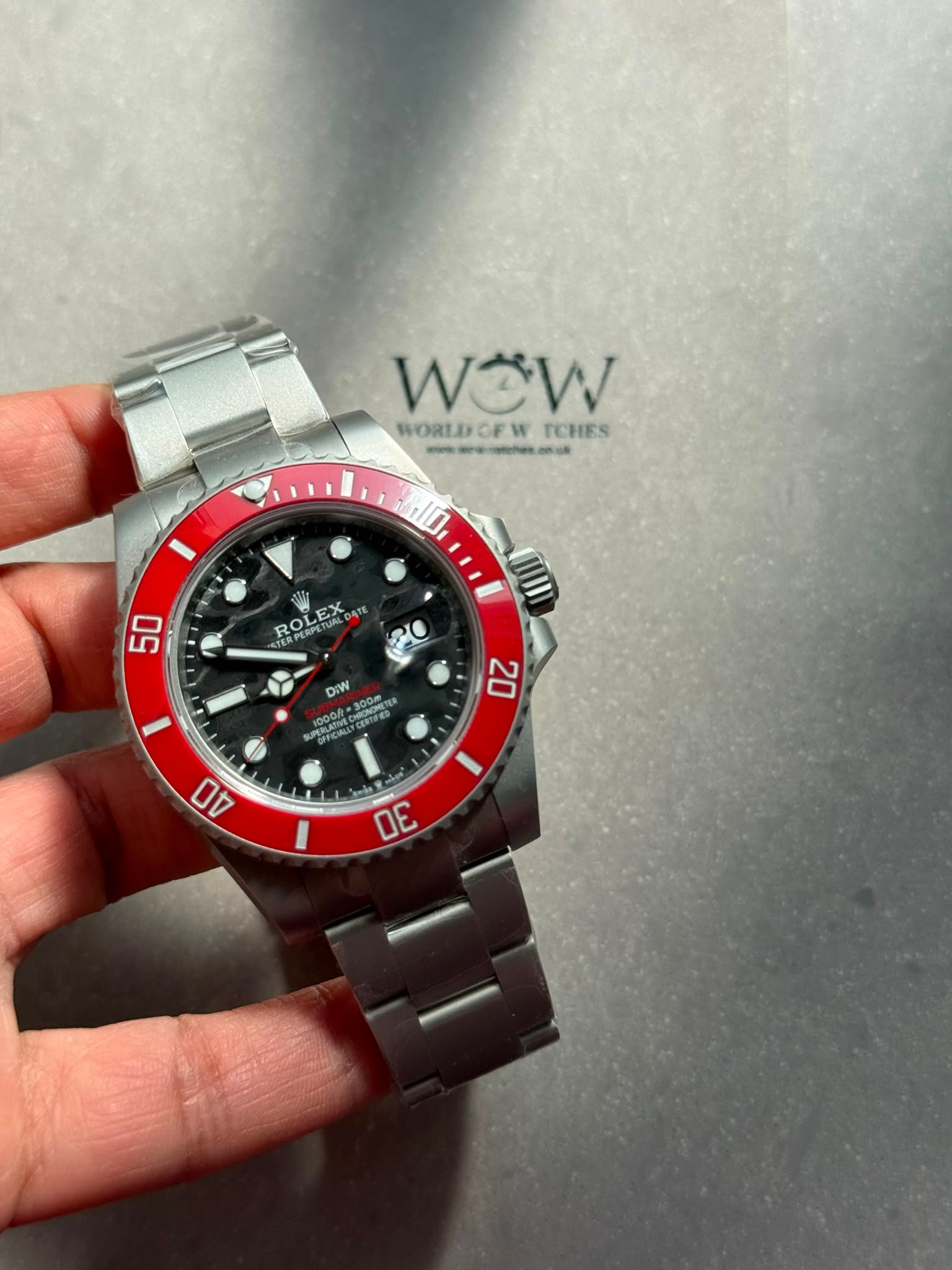 Submariner DIW Sandblasted VSF Best Edition RED Ceramic Bezel Carbon Dial on SS Bracelet VS3135